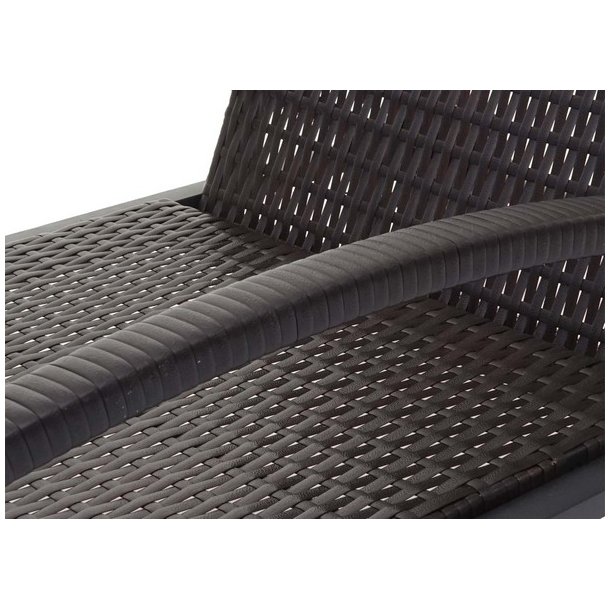 Polyrattan solvogn og solseng - 2 stk brun liggestol og havebord