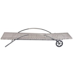 Polyrattan solvogn og solseng - 2 stk gr liggestol og havebord