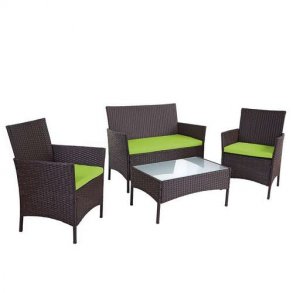 Polyrattan havembler - brunmeleret loungest - brun 2-1-1 sofast