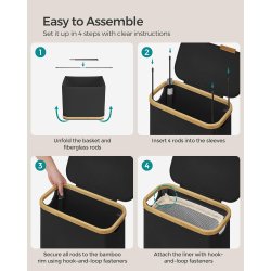 Vasket�jskurv med vasket�jspose - 65 liter - sort Oxford-stof