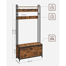 Garderobestativ med knager�kke og skostativ - rustik brun