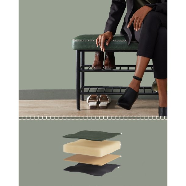 Opbevaringsb�nk - siddeb�nk med skohylder - gr�n 30 x 80 x 50