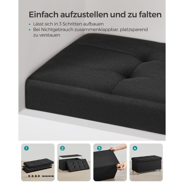 B�nk med kiste - siddeb�nk med opbevaring 38 x 76 x 40 - sort