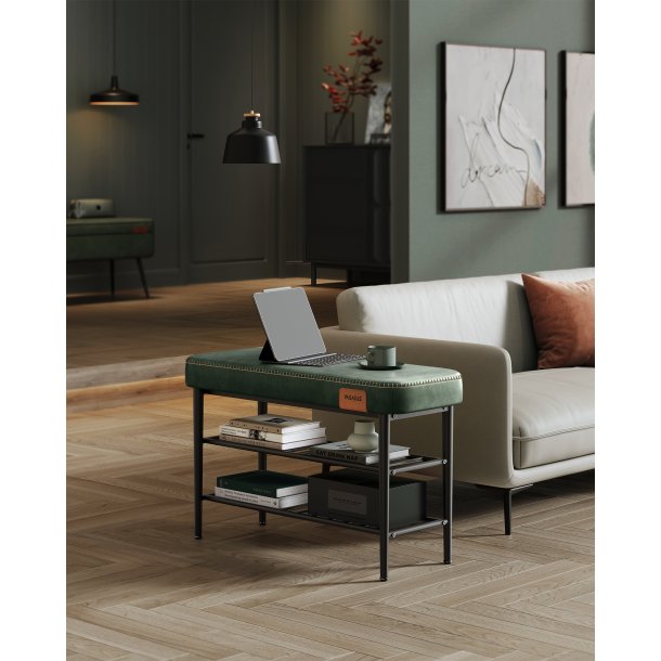 Opbevaringsb�nk - siddeb�nk med skohylder - gr�n 30 x 80 x 50