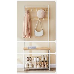 Garderobestativ med knagerkker og skohylder - egetr og hvid