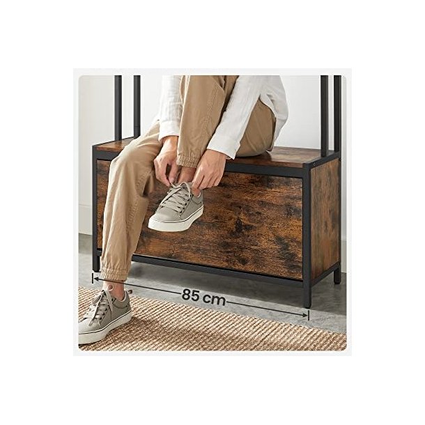 Garderobestativ med knager�kke og skostativ - rustik brun