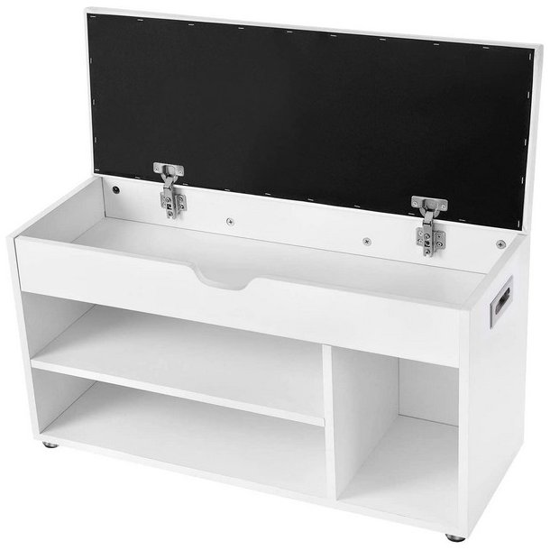 Skob�nk - siddeb�nk med skohylder - opbevaringsb�nk - hvid