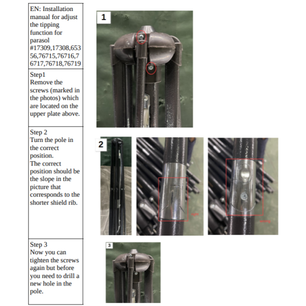 Parasol i aluminium med knk/vip 2x3M - bordeaux
