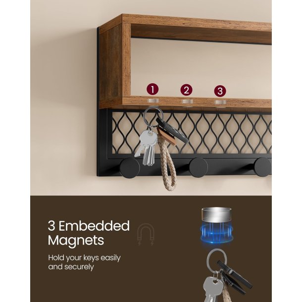 Garderobestativ - skob�nk, knager�kke, hattehylde - rustik brun