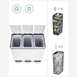 Skraldespand - pedalspand med soft close l�g - 54L (3x18) hvid