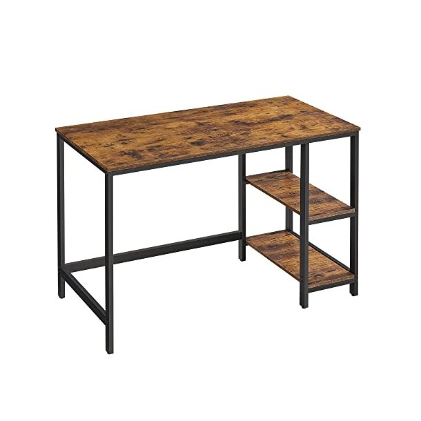 Skrivebord med 2 hylder - computerbord - rustik brun 120x60x75