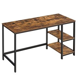 Skrivebord med 2 hylder - computerbord - rustik brun 140x60x75
