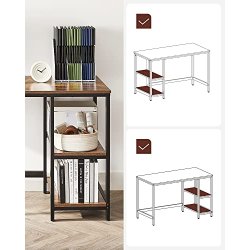Skrivebord med 2 hylder - computerbord - rustik brun 140x60x75