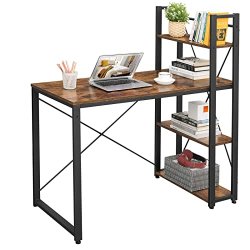 Skrivebord med 3 hylder - computerbord - rustik brun 120x60x120