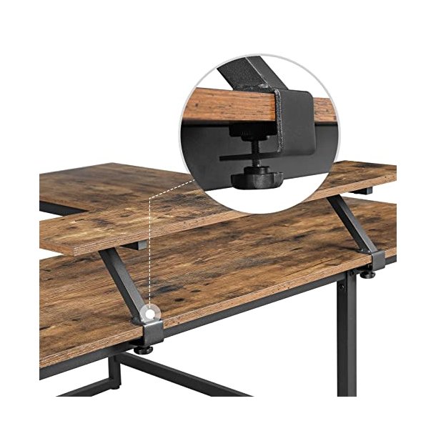 Hj�rneskrivebord med sk�rmstativ - skrivebord rustik brun 140x130