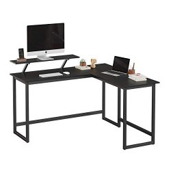 Hj�rneskrivebord med sk�rmstativ - skrivebord - sort 140 x 130