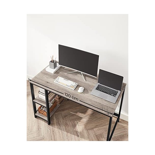 Skrivebord med 2 hylder - gr�/beige (greige) 120 x 60 x 75 cm