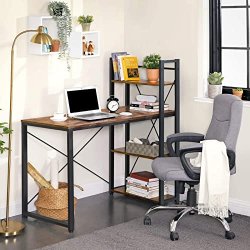 Skrivebord med 3 hylder - computerbord - rustik brun 120x60x120