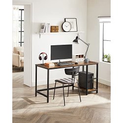 Skrivebord med 2 hylder - computerbord - rustik brun 140x60x75