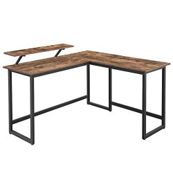 Hj�rneskrivebord med sk�rmstativ - skrivebord rustik brun 140x130