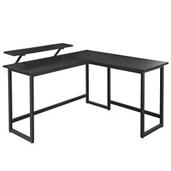 Hj�rneskrivebord med sk�rmstativ - skrivebord - sort 140 x 130