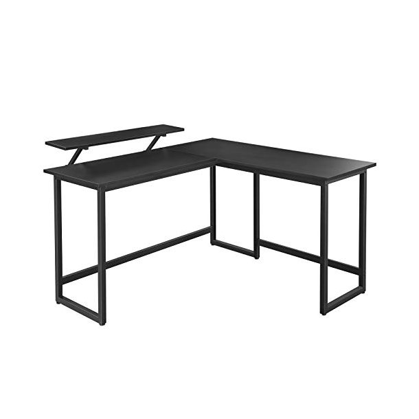 Hj�rneskrivebord med sk�rmstativ - skrivebord - sort 140 x 130