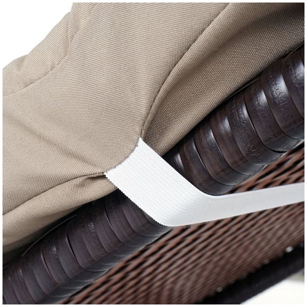 Polyrattan liggestol - brun polyrattan solseng med 5 cm creme hynde - Basic