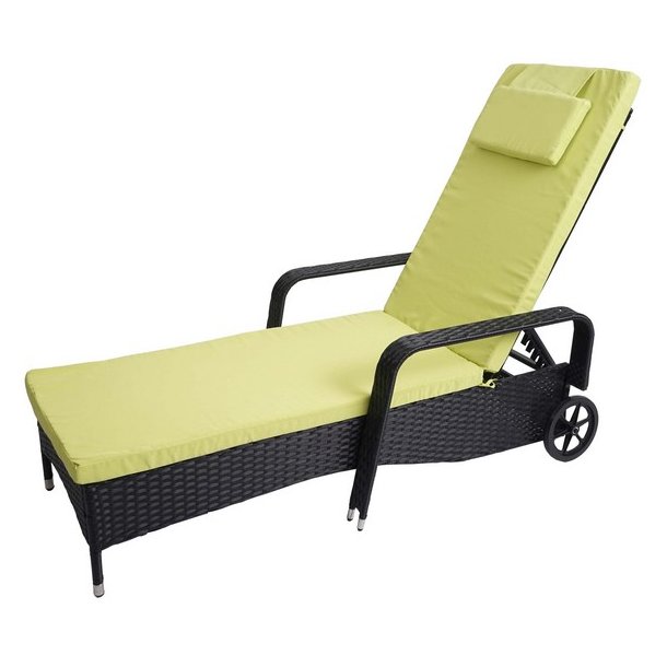 Polyrattan aluminium solseng - sort luksus solvogn og liggestol