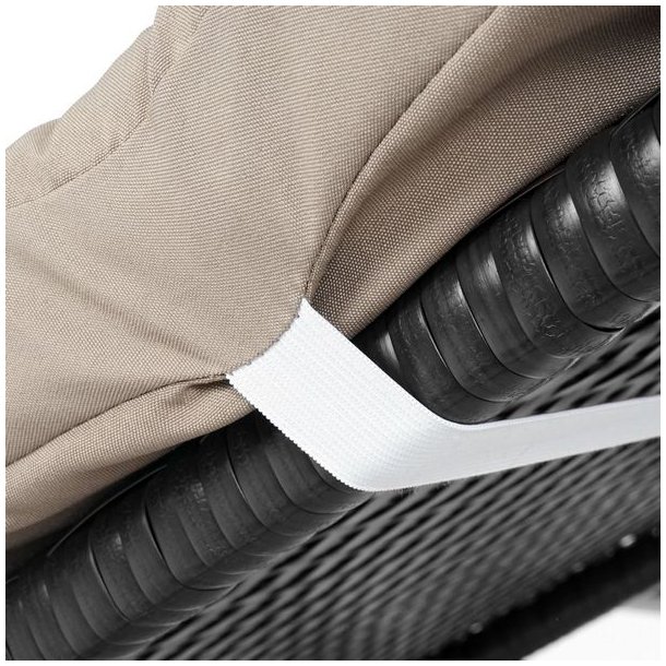 Polyrattan liggestol - sort polyrattan solseng med 5 cm creme hynde - Basic