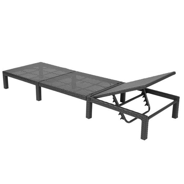 Polyrattan liggestol - sort polyrattan solseng med 5 cm gr hynde - Basic