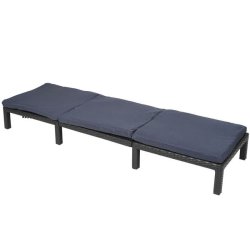 Polyrattan liggestol - sort polyrattan solseng med 5 cm gr hynde - Basic