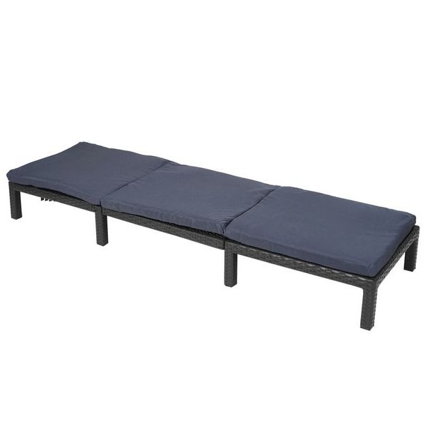 Polyrattan liggestol - sort polyrattan solseng med 5 cm gr hynde - Basic