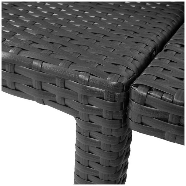 Polyrattan liggestol - sort polyrattan solseng med 5 cm gr hynde - Basic