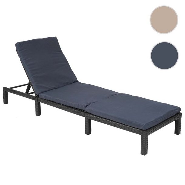 Polyrattan liggestol - sort polyrattan solseng med 5 cm gr hynde - Basic