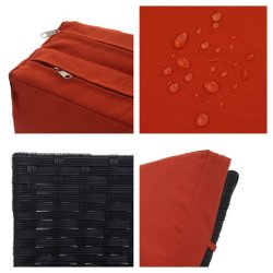 Polyrattan solseng - sort solvogn og liggestol med terracotta hynde