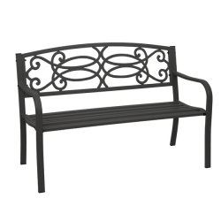 Parkbnk og havebnk - sort stlbnk i pulverlakeret stl