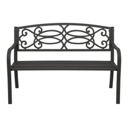 Parkbnk og havebnk - sort stlbnk i pulverlakeret stl