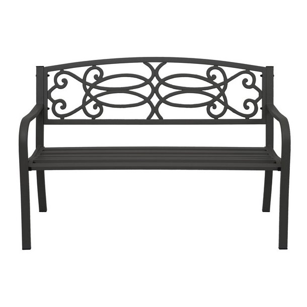 Parkbnk og havebnk - sort stlbnk i pulverlakeret stl
