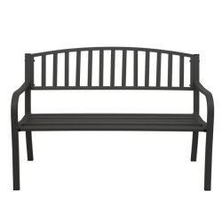Stlbnk - sort parkbnk og havebnk i pulverlakeret stl