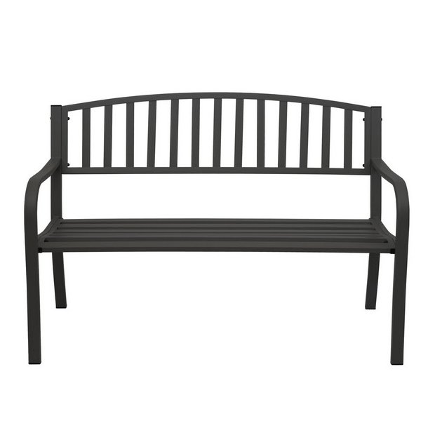 Stlbnk - sort parkbnk og havebnk i pulverlakeret stl