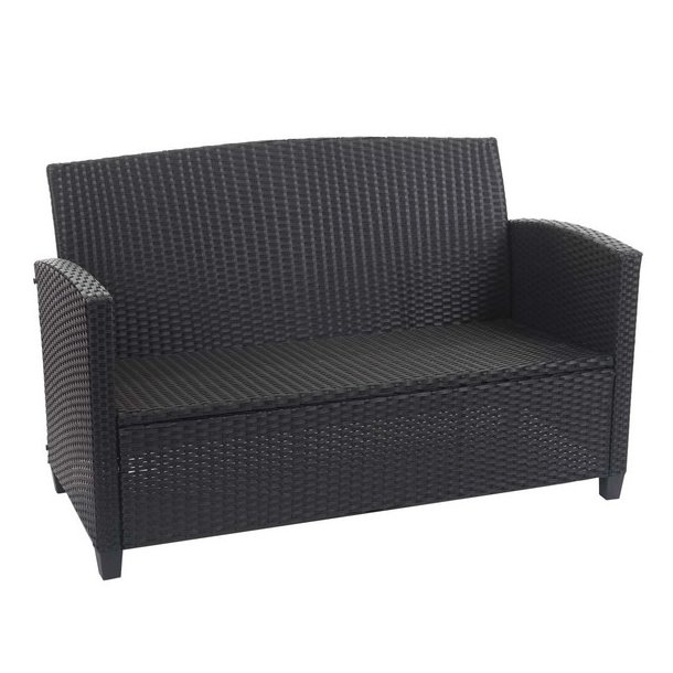 Havem�bels�t - sorte polyrattan havem�bler med antracit hynder