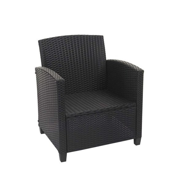 Havem�bels�t - sorte polyrattan havem�bler med antracit hynder