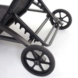 Polyrattan solvogn og solseng - 2 stk sort liggestol og havebord