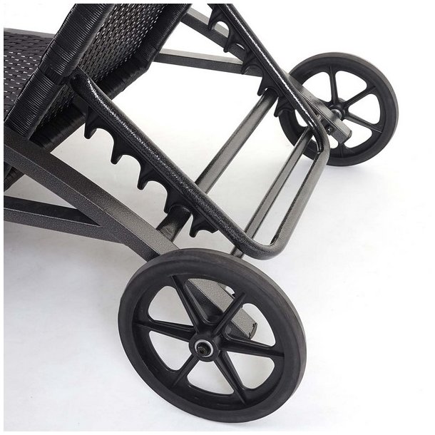 Polyrattan solvogn og solseng - 2 stk sort liggestol og havebord