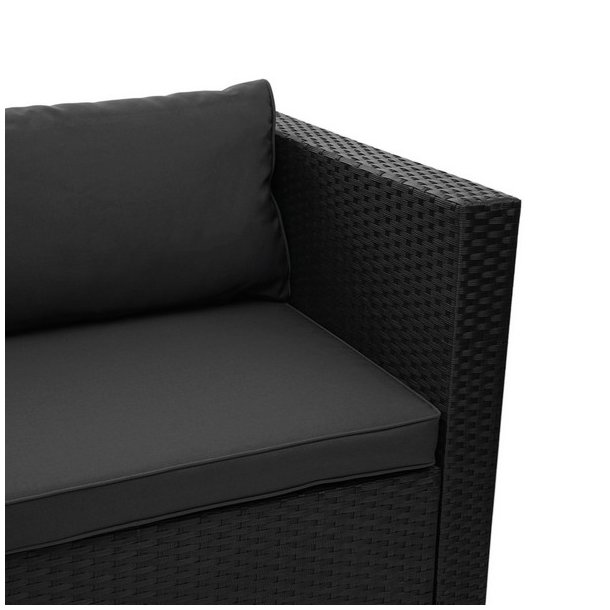 Loungest - sorte polyrattan siddegruppe med mrkegr hynder