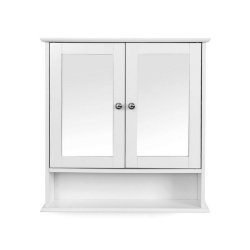 Spejlskab - v�gh�ngt skab med 2 spejld�re - hvid 58 x 56 x 13 cm