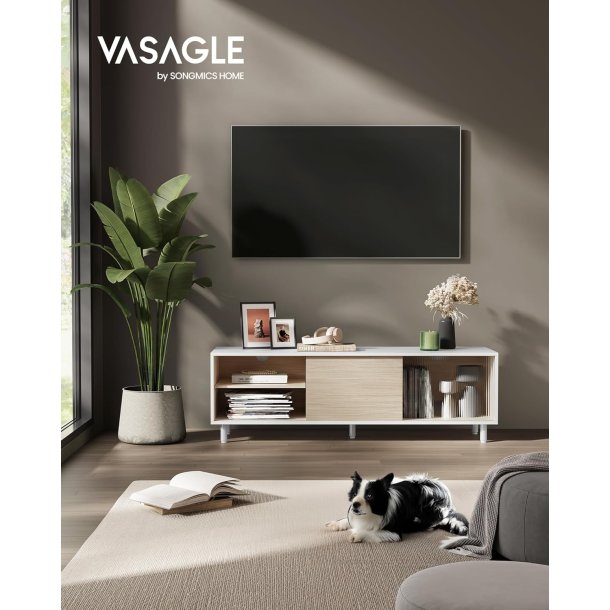 TV-bord - samles uden v�rkt�j - hvid og beige 140x39x45 cm