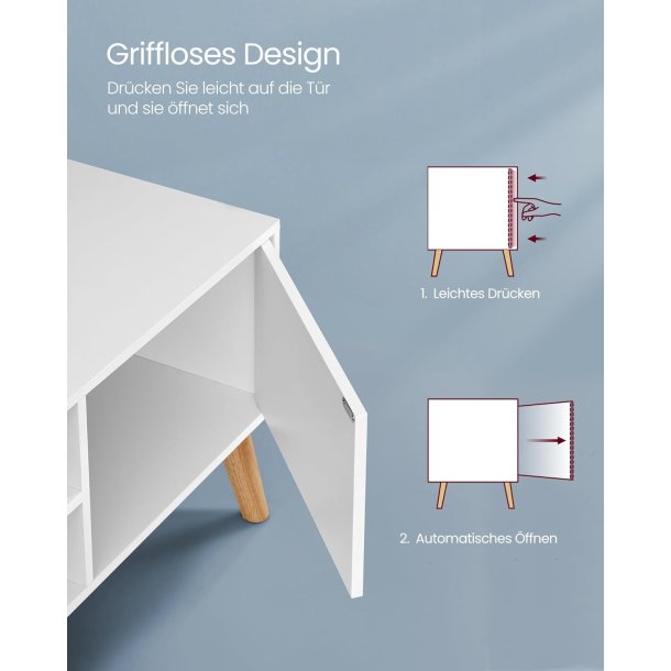 TV-bord - retro TV-b�nk - vintage hvid 120x40x50 cm