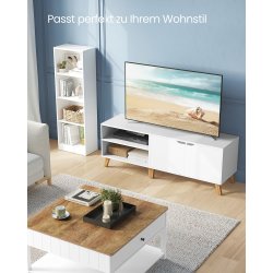 TV-b�nk - retro TV-bord - hvid 140x40x50 cm