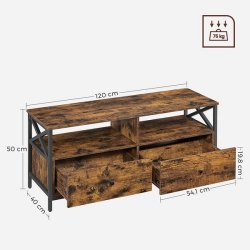 TV-bord - TV-b�nk i industrielt design - rustik brun 120x40x50